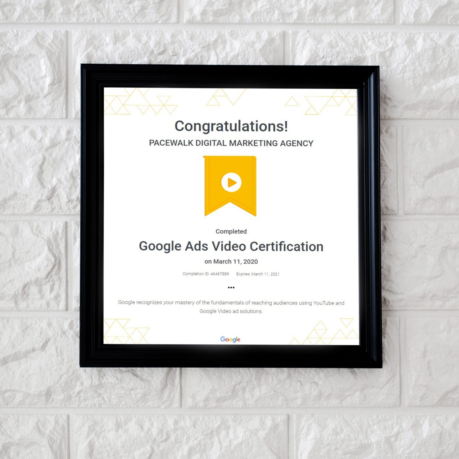 Google Ads — Video — Pacewalk certified