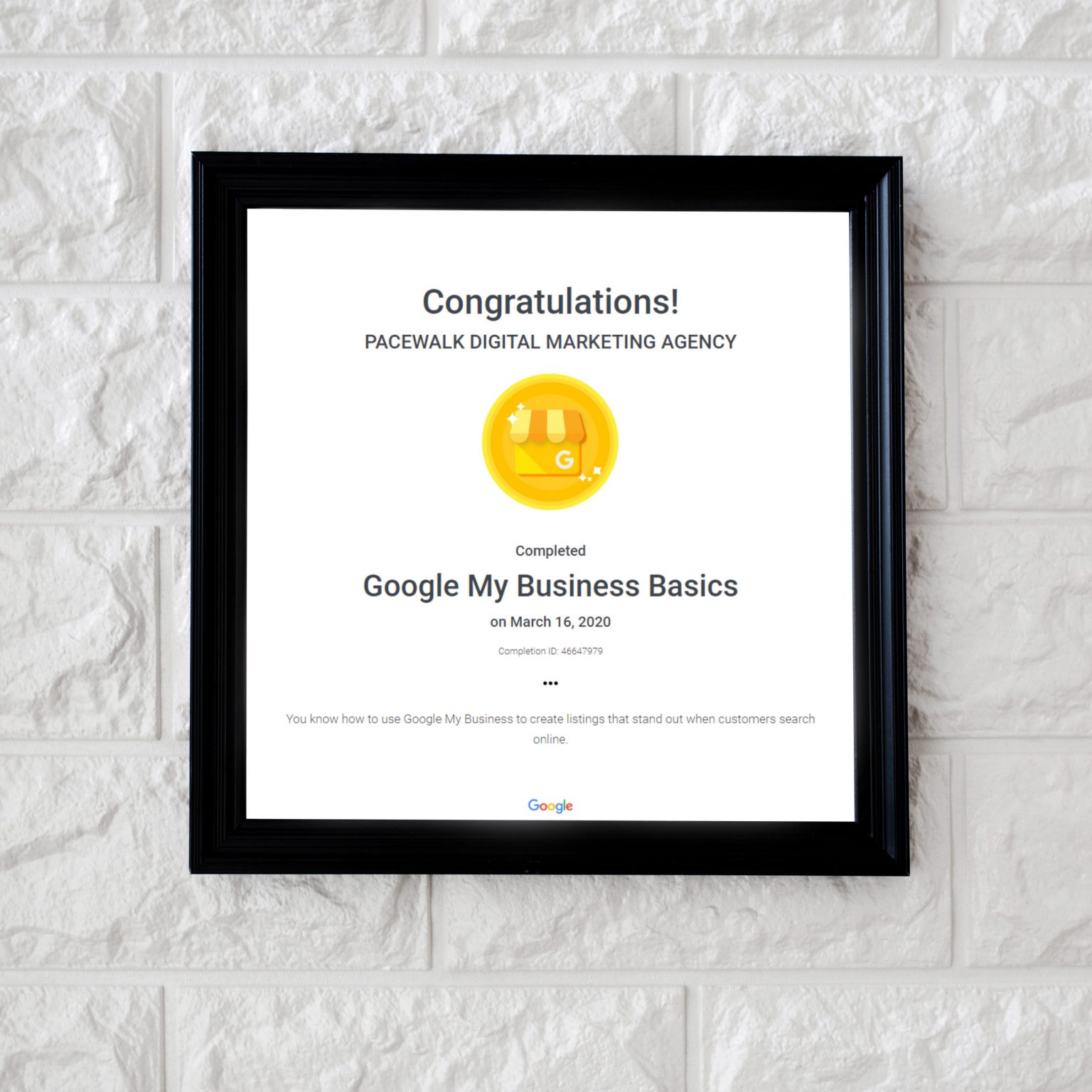 Google My Business — Pacewalk certified